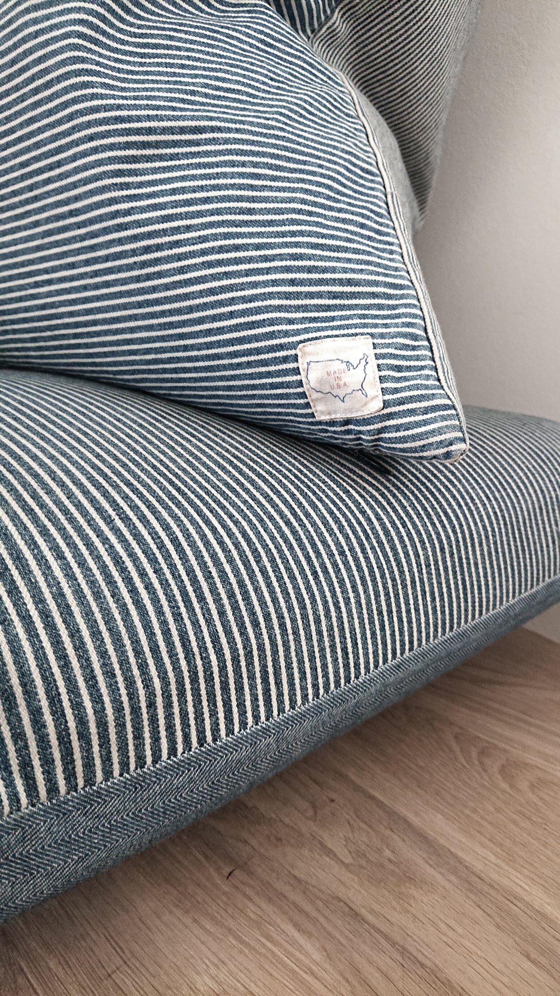 Indigo Stripe Pillow Stripes Front and Back